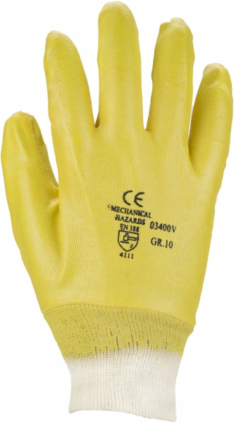 Nitril-Handschuh, gelb, vollbeschichtet, Größe: 7-11, Farbe: GELB