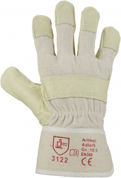 Rindnarbenleder-Handschuh, Moltonfutter, Stulpe, einzeln verpackt, Farbe: NATURFARBEN
