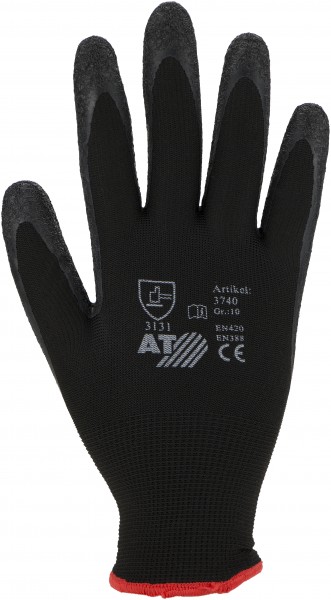 Latex-Handschuh, schwarz, wasserabweisende Innenfläche, Größe: 7-11, Farbe: SCHWARZ