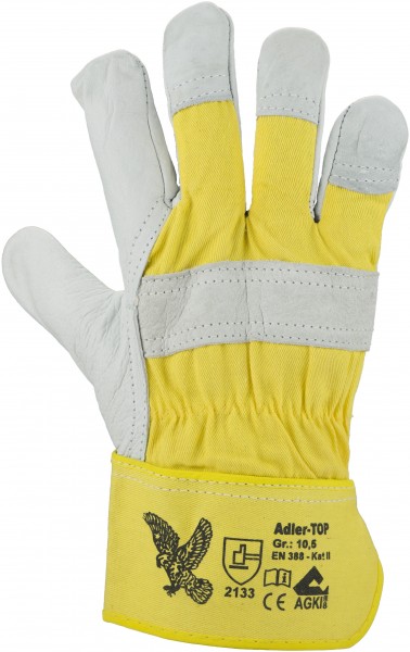 Rindnarbenleder-Handschuh, gefüttert, ausgesuchte Qualität, Stulpe, Farbe: NATURFARBENGELB