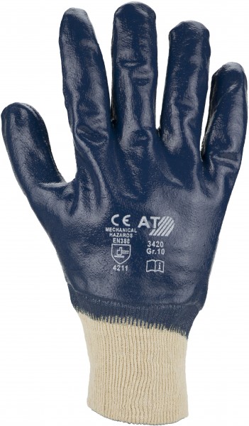 Nitril-Handschuh, blau, vollbeschichtet, Größe: 8-11, Farbe: BLAU