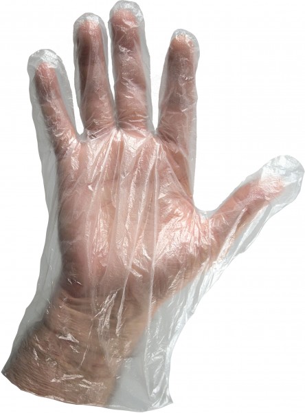 Handschuh, Polyethylen (HDPE), transparent, 0,11mm dick, Farbe: TRANSPARENT