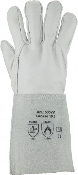 Schweißer-Handschuhe - Rindleder, Stulpe, 35 cm lang, Farbe: NATURFARBEN