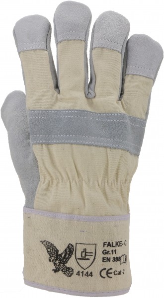 Rindspaltleder-Handschuh, gefüttert, Stulpe, Farbe: NATURFARBEN