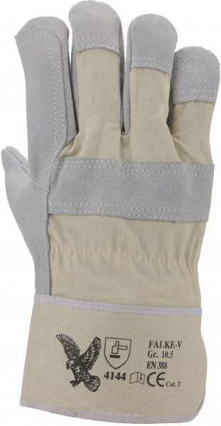Rindspaltleder-Handschuh, gefüttert, großer Innenhandbesatz, Stulpe, Farbe: NATURFARBEN