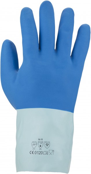 Chemikalienschutz-Handschuhe - Latex, chemikalienbeständig, lebensmittelgeeignet, Größe: 7-11