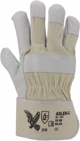 Rindnarbenleder-Handschuh, gefüttert, Stulpe, Farbe: NATURFARBEN